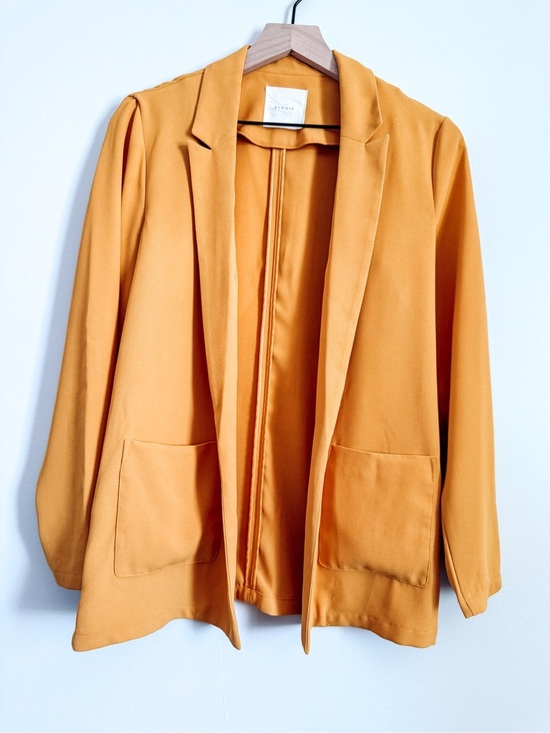 Elodie Jackets & Blazers - Elodie Mustard Yellow Open Front Blazer Lightweight Jacket Pockets Size S